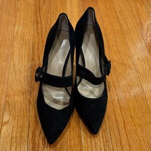 Ann Taylor Black Suede Heels with Strap